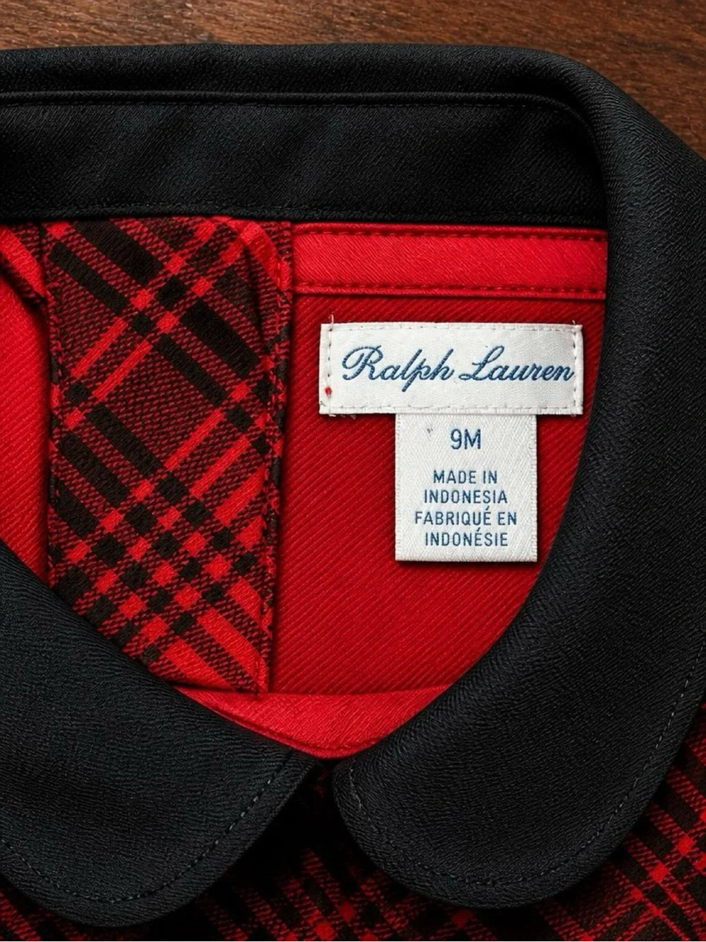 Ralph Lauren Baby Girls 9M Red Black Tartan Plaid Christmas Holiday Dress